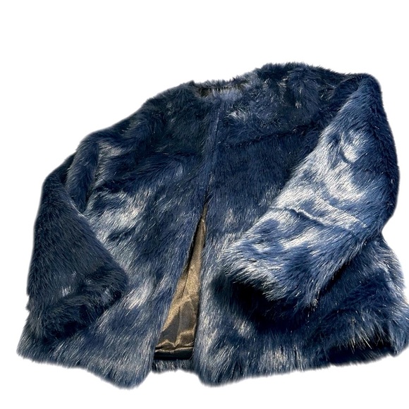 GOLDIE Faux Fur Beautiful Blue Jacket Sz Small - Picture 5 of 13